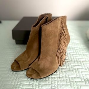 Tecca Fringe Bootie in Smoke Taupe